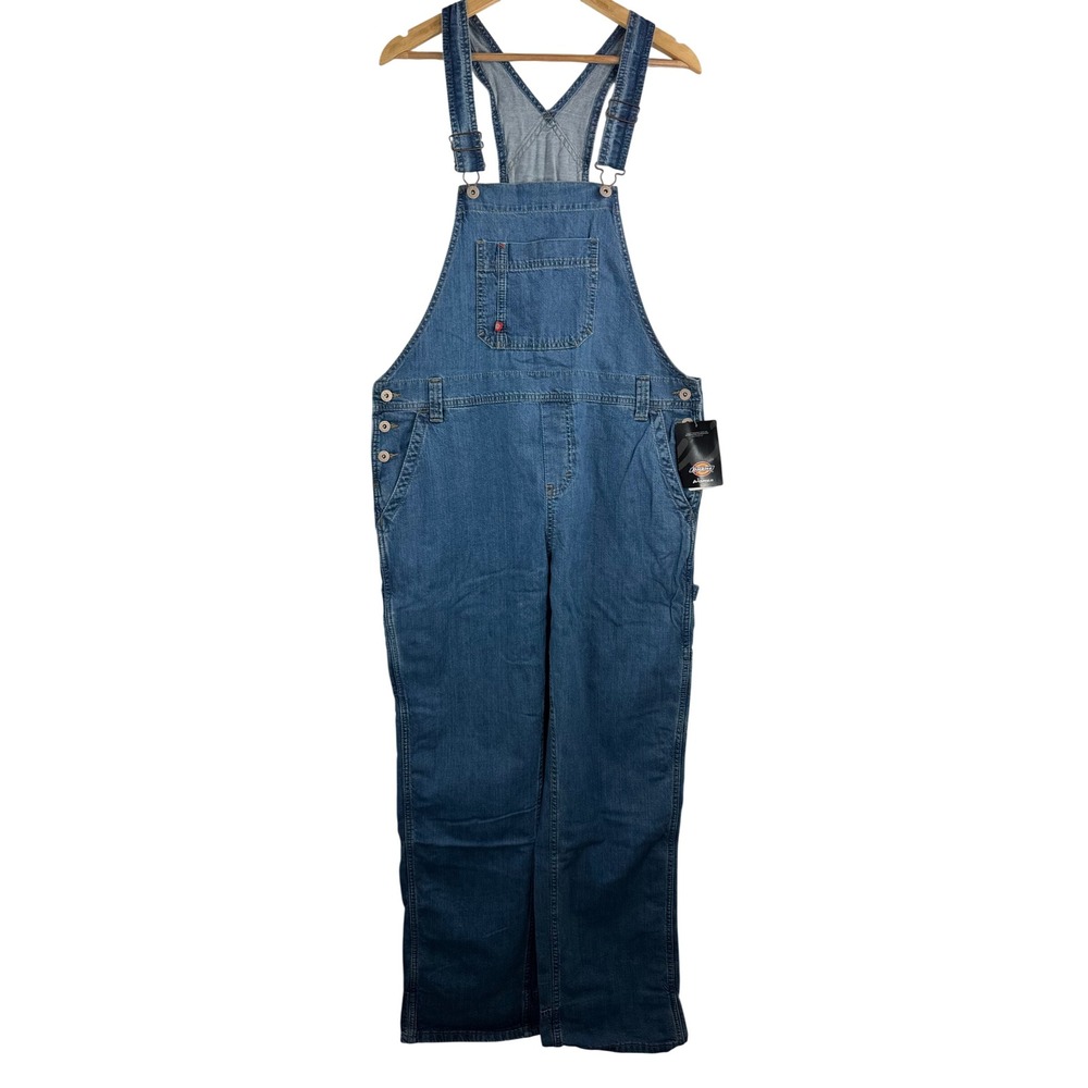 Dickies Bib Overalls sz M  Blue Denim Relaxed Straight Leg utility farm core 90s